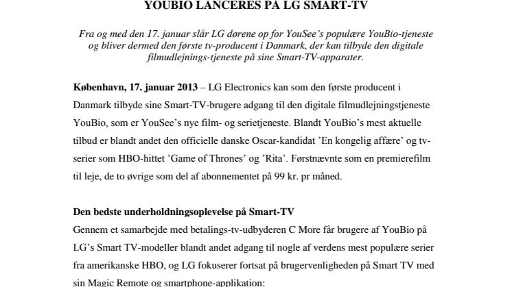 YOUBIO LANCERES PÅ LG SMART-TV