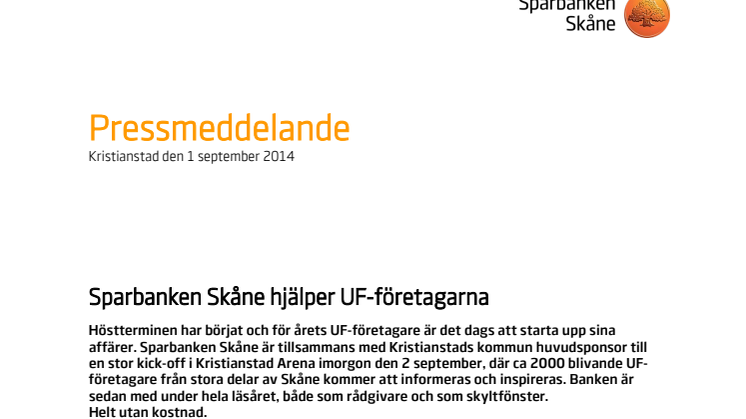 Sparbanken Skåne hjälper UF-företagarna 