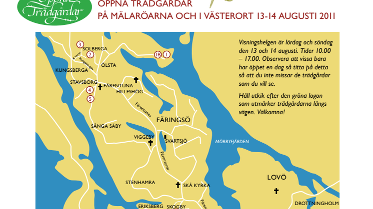 Kartan till Öppna Trädgårdar 2011