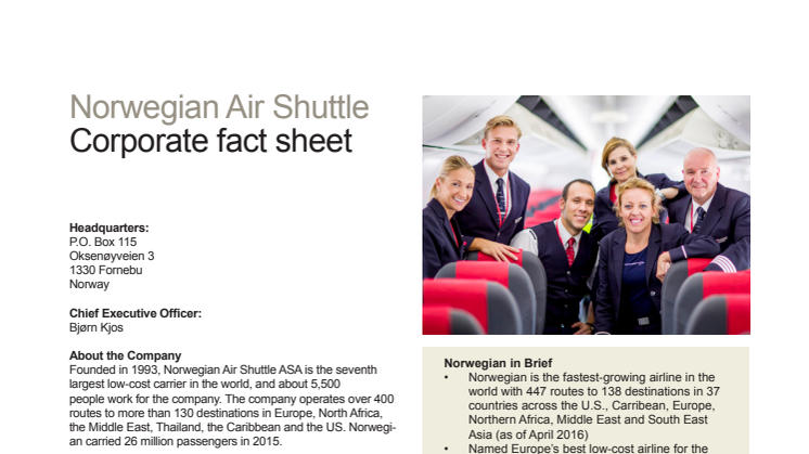 Corporate fact Sheet Norwegian