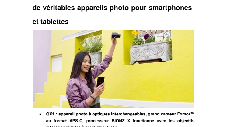 Sony étend sa gamme de « Smart Lens » :  de véritables appareils photo pour smartphones et tablettes