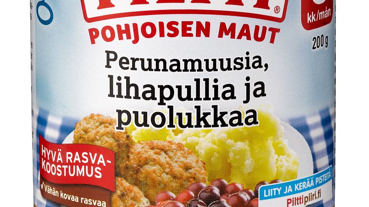 Piltti Pohjoisen Maut: Perunamuusia, lihapullia ja puolukkaa, 8 kk