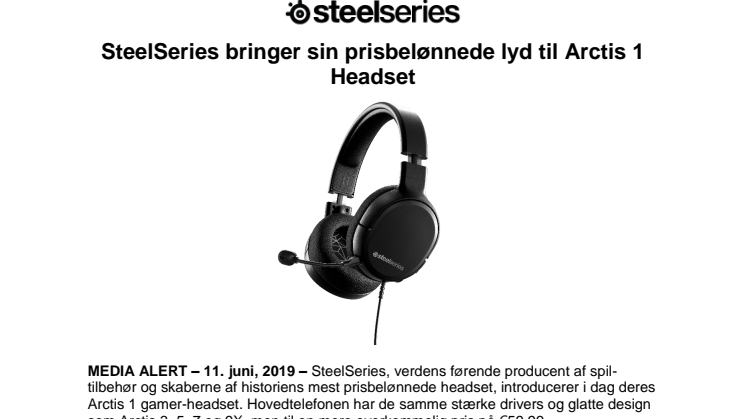 SteelSeries bringer sin prisbelønnede lyd til Arctis 1 Headset