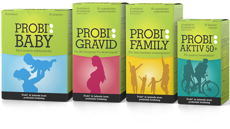 Nu lanserar Probi en ny serie produkter som är anpassade från spädbarn till alla aktiva från 50 år och uppåt.