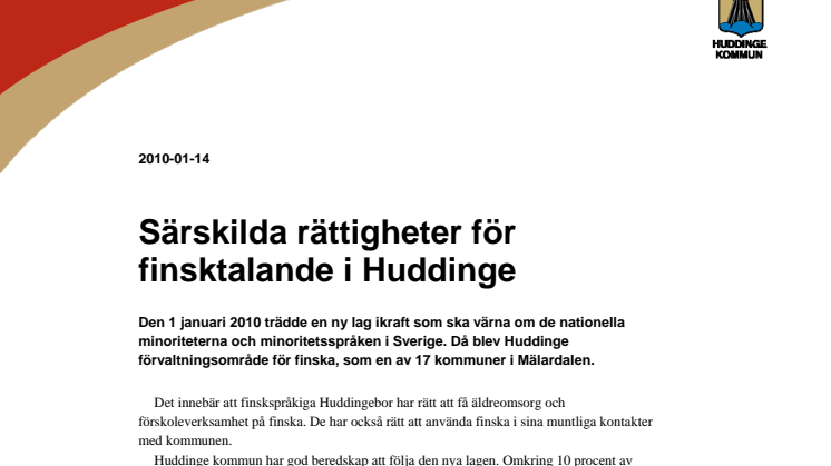 Särskilda rättigheter för finsktalande i Huddinge