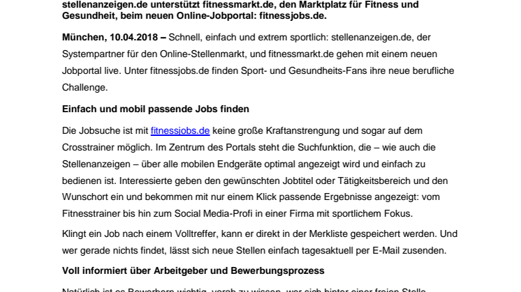 Neuer Online-Stellenmarkt: deutschlandweit Jobs in der Fitness- und Gesundheitsbranche finden