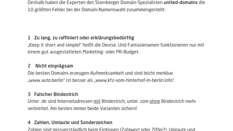 Die 10 größten Fehler bei der Domain-Wahl