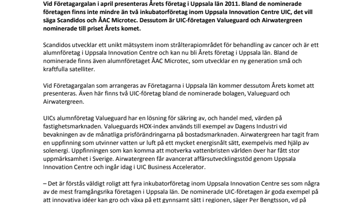 Två UIC-företag kan bli Årets företag i Uppsala län