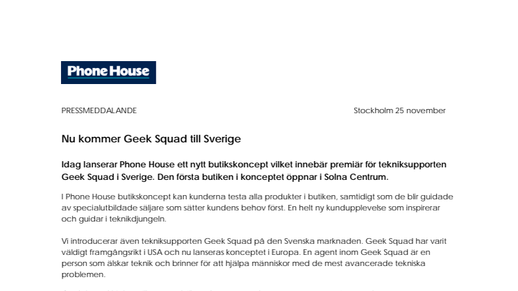 Nu kommer Geek Squad till Sverige 