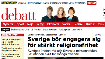 SKR på Aftonbladet debatt: Sverige bör engagera sig för stärkt religionsfrihet
