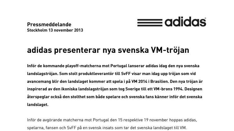 adidas presenterar nya svenska VM-tröjan