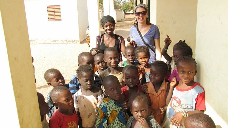 Rebecca Richardson (back right), Research Fellow in Communication Aspects of Infectious Disease Risk Reduction at Northumbria University, Newcastle, carrying out research in Nairobi