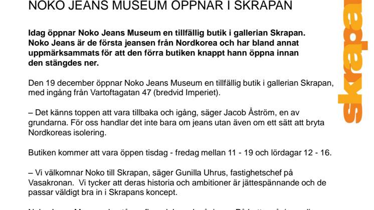 NOKO JEANS MUSEUM ÖPPNAR I SKRAPAN