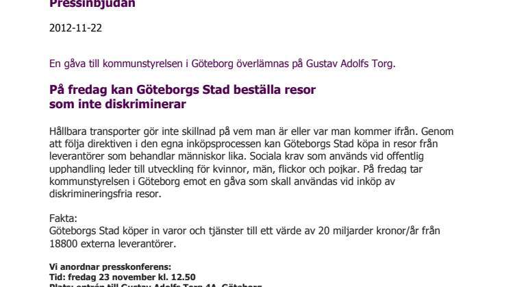 På fredag kan Göteborgs Stad beställa resor som inte diskriminerar 