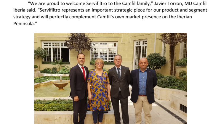 Camfil expands market leading position on the Iberian Peninsula through acquisition of Servifiltro