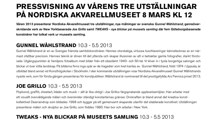 Gunnel Wåhlstrand på Nordiska Akvarellmuseet - pressvisning