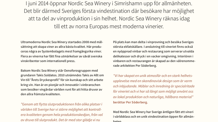 Välkommen till ett vineri i världsklass - Nordic Sea Winery i Simrishamn