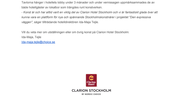 ​Vernissage med stockholmskonstnären Oscar Andersson på Clarion Hotel Stockholm