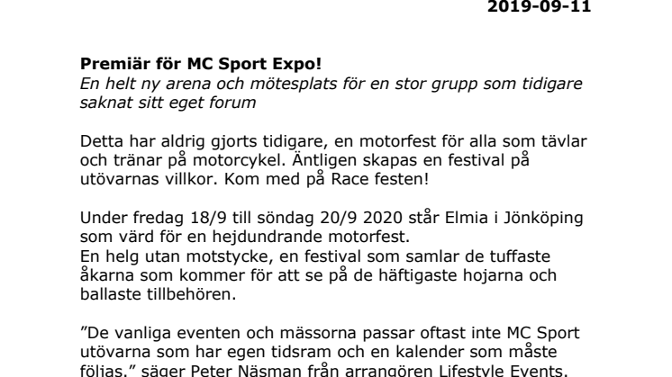 Premiär för MC Sport Expo
