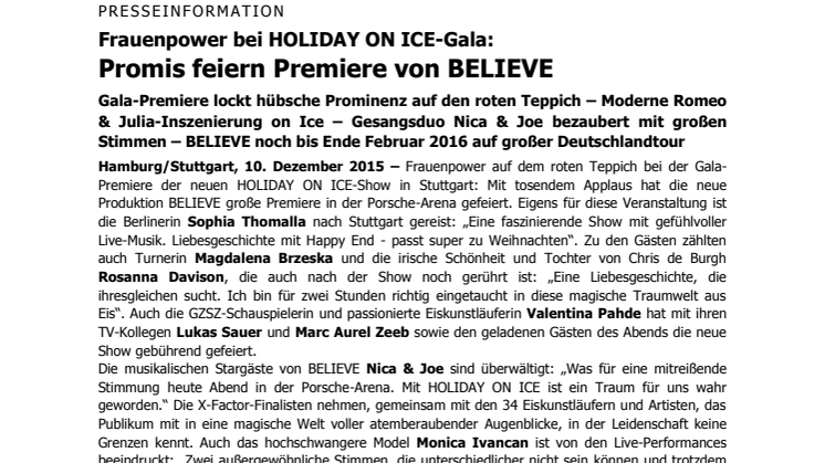 Frauenpower bei HOLIDAY ON ICE-Gala: Promis feiern Premiere von BELIEVE