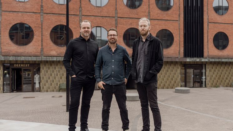 De tre nye Partners i Arkitema, fra venstre, Anders Warmdahl Mikkelsen, Jakob Suenson Schou og Simon Kjems-Møller