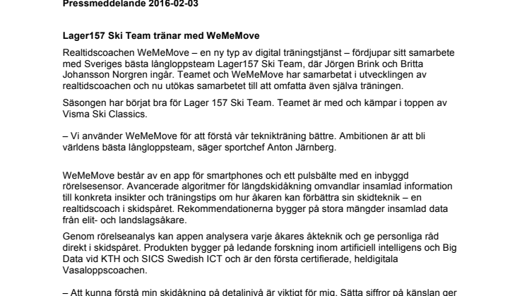 Lager157 Ski Team tränar med WeMeMove