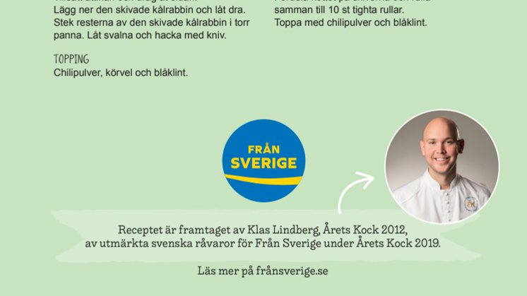 Klas Lindbergs recept, fingerfood för Från Sverige under Årets Kock 2019