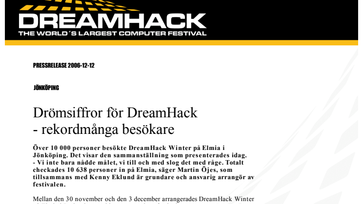 Drömsiffror för DreamHack - rekordmånga besökare