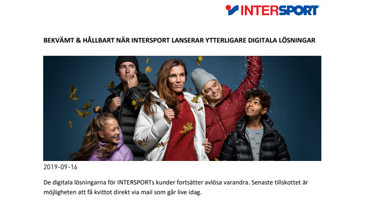 Bekvämt & hållbart när Intersport lanserar ytterligare digitala lösningar