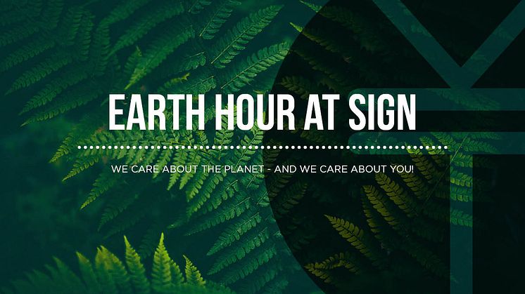 Earth hour firas på miljömedvetna Clarion Hotel Sign