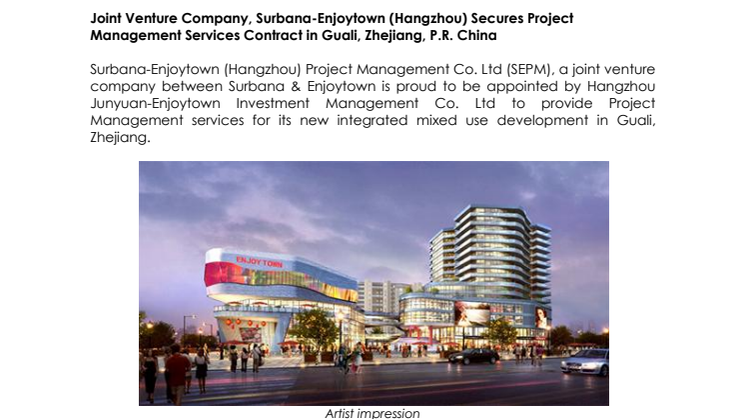 Surbana Jurong China office clinches 3 new Project Management services contracts