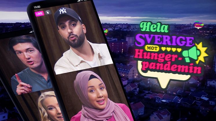 Under Hela Sverige mot Hungerpandemin medverkade influencers som Filip Dikmen, Camilla Hamid, Torbjörn Averås Skorup och Ellen Bergström.