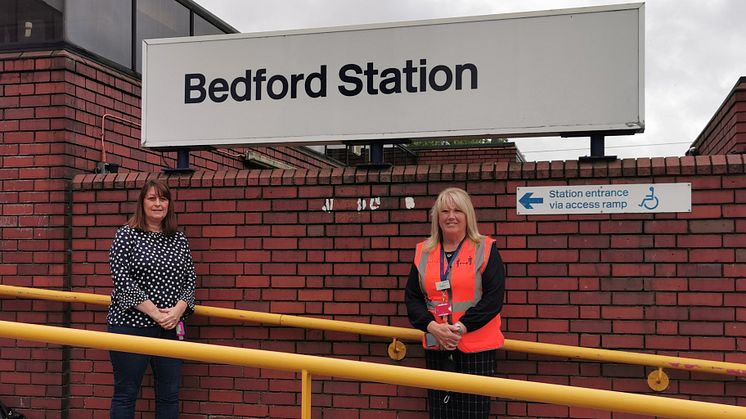 Sarah Broughton, Project Manager at Bedford Foodbank, with Bernie Lee, Bedford Station Manager