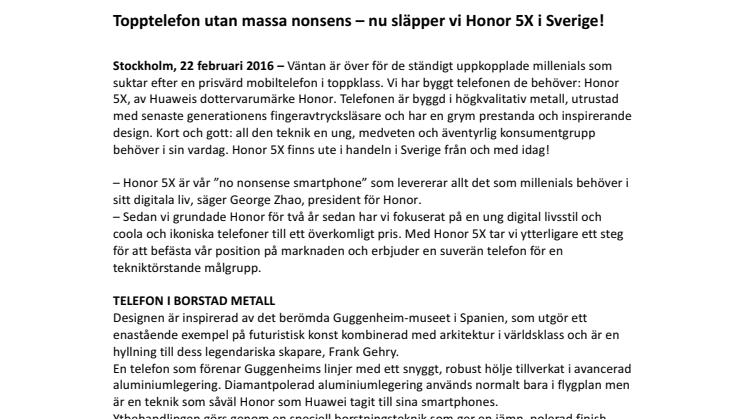 Topptelefon utan massa nonsens – nu släpper vi Honor 5X i Sverige!