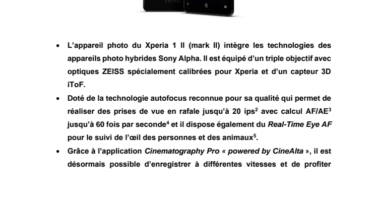 Nouveau Xperia 1 II de Sony :  le smartphone conçu pour la vitesse !