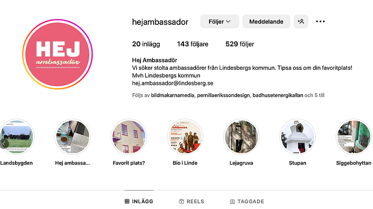 Följ gärna @hejambassador på instagram, skriver Lindesbergs kommun.