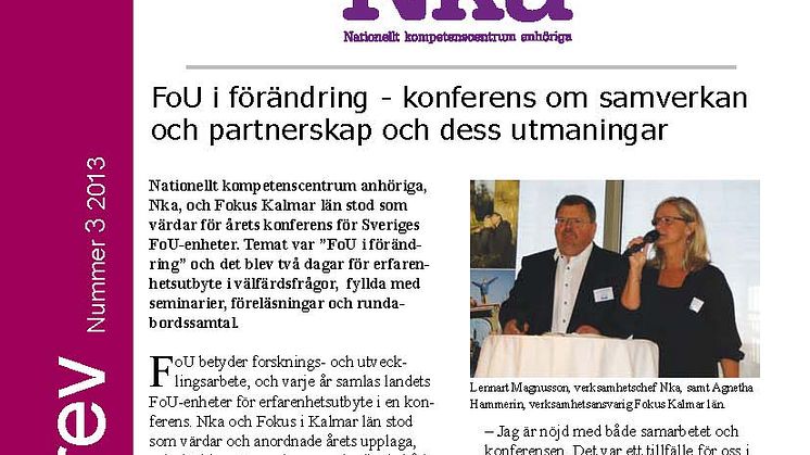 Nyhetsbrev - Anhöriga till äldre personer - nr 3 2013