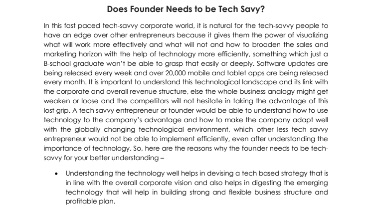  Does Founder Need to be Tech Savvy?