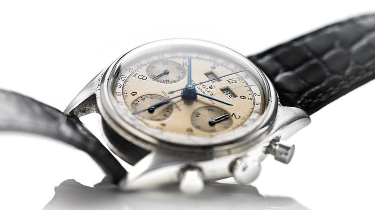 Rolex: Gentleman’s wristwatch of steel. Model Dato-Compax Chronograph "Jean-Claude Killy", Ref. 4767/0. Mechanical chronograph movement with manual winding. Ca. 1950. Estimate: DKK 1 million.
