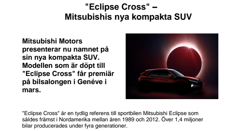  "Eclipse Cross" – Mitsubishis nya SUV 