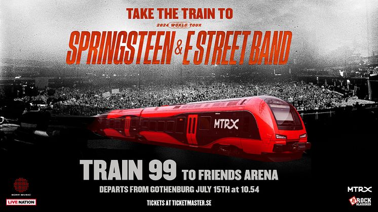 Live Nation och MTRX presenterar årets konserttåg med Springsteen-tema 