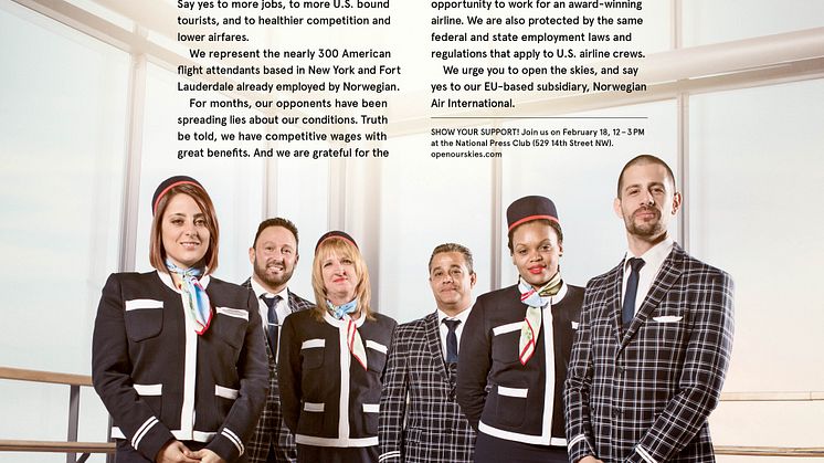 Norwegian's US-based cabin crew urges President Obama to "Save Our Jobs"