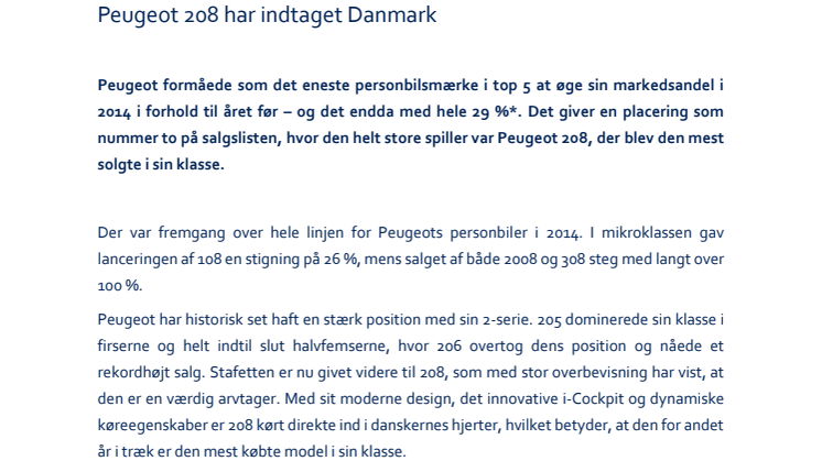 Peugeot 208 har indtaget Danmark