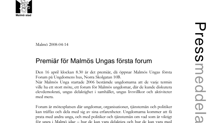 Premiär för Malmös Ungas första forum