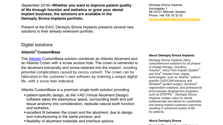 Improving patient results and growing  the business with solutions from  Dentsply Sirona Implants