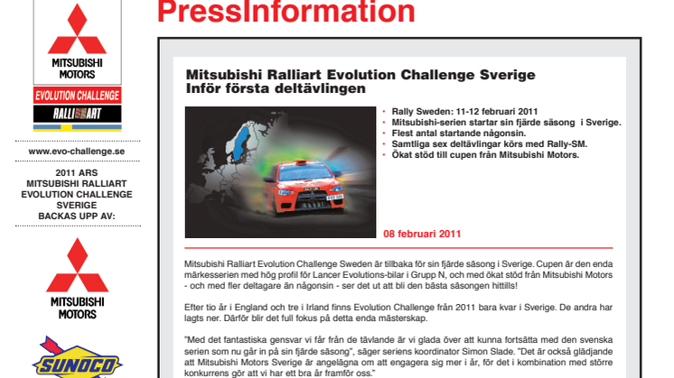 Mitsubishi Ralliart Evolution Challenge Sweden - Inför första deltävlingen