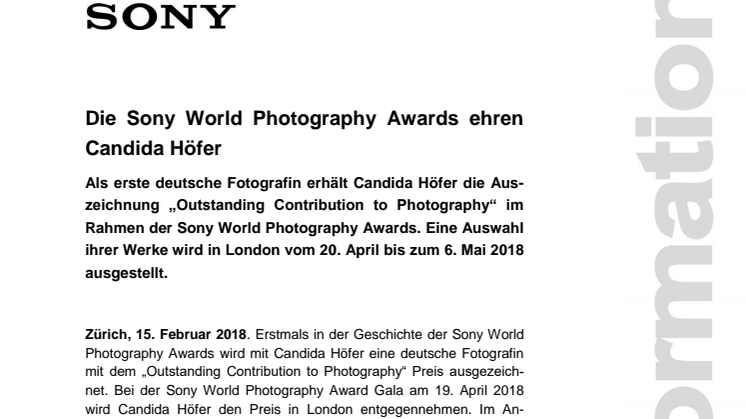 Die Sony World Photography Awards ehren Candida Höfer 