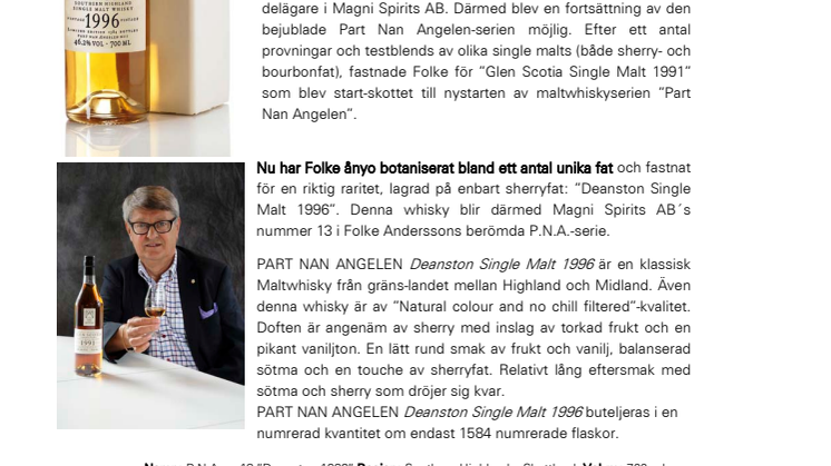 Folke Anderssons whiskyserie "Part Nan Angelen" har fått tillökning