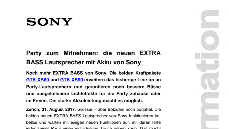 Party zum Mitnehmen: die neuen EXTRA BASS Lautsprecher mit Akku von Sony