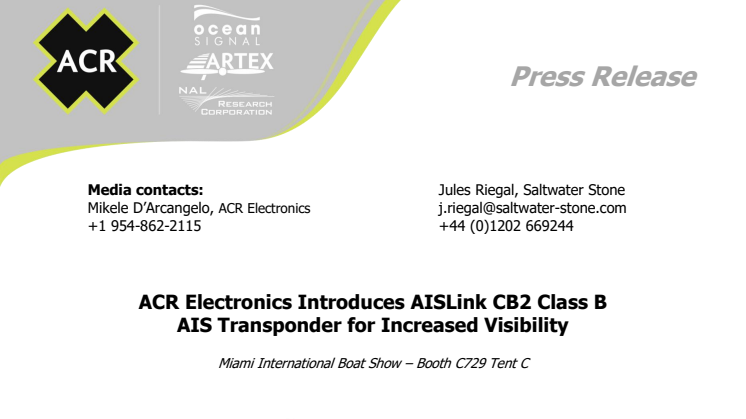 ACR Electronics Introduces AISLink CB2 Class B AIS Transponder for Increased Visibility